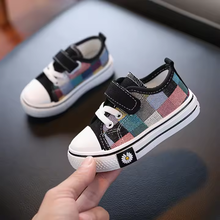 Zapatos de lona para niños y niñas pequeños, zapatillas clásicas e informales a la moda, zapatos de skate a cuadros - 1