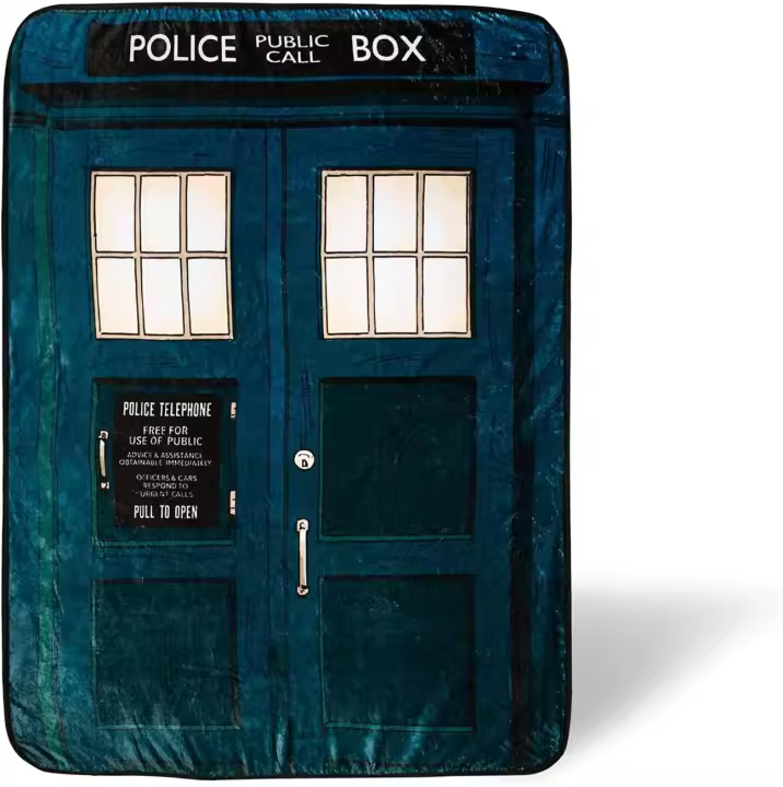 Manta de Peluche de TARDIS de Doctor Who Tamaño Grande Ideal para Ropa de Cama y Baño - 1