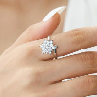 Anillo giratorio de flor de molino de viento con copos de nieve de circonio de cristal a la moda para mujeres y niñas, joyería para fiesta, regalo antiestrés - details 51