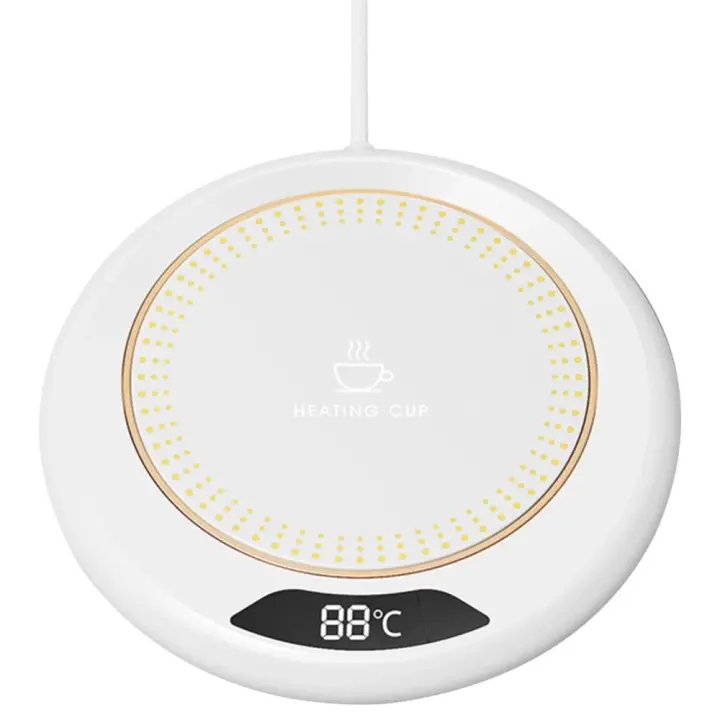 Calentador de tazas de café de 3 temperaturas, calentador de tazas eléctrico inteligente USB, almohadilla calefactora de agua redonda con fondo antideslizante, agua de té - 1