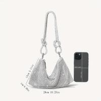 Bolso de hombro de diseñador de lujo hecho a mano con diamantes de imitación brillantes, bolso de mano de noche, monederos de cristal y bolso Hobo - details 0