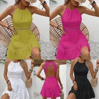 Vestido Mini de Corte A con Espalda Colgante Color Blanco Elegante Moda Corta para Mujeres - details 1