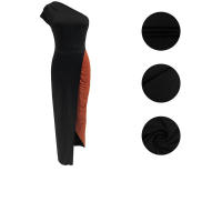 Invitada con un hombro largo y diseño de bloques de color Wo, estilo elegante, vestido de noche de boda de longitud media, vestido nquet para Wo, estilo, , - details 23