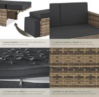 Sofá de Jardín con Taburete Conjunto Resistente a la Intemperie de Acero Muebles Exteriores - details 21