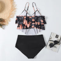 Nuevo traje de baño de dos piezas de cintura alta con bikini dividido conservador con borde de volantes - details 22