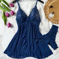Tirantes de tul exquisitos para mujer, ropa interior de encaje con cuello en V, conjunto de vestido de Tanga semitransparente, camisones de lencería para mujer - details 1
