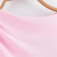 Vestido corto de verano rosa simplicidad con cuello redondo material de poliéster moda para mujer - details 8