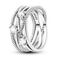 Anillo de plata de ley con circonita cúbica y cielo estrellado geométrico - details 6