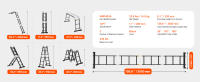 Escalera plegable multiusos SucceBuy, escalera de extensión alta 7 en 1, marco A de 3 escalones, altura de alcance de 12 pies, capacidad de 330 libras. - details 6