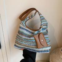 Bolso de hombro tejido a la moda, bolso de paja de gran capacidad de ratán, bolsos grandes trenzados hechos a mano para playa de verano - details 3