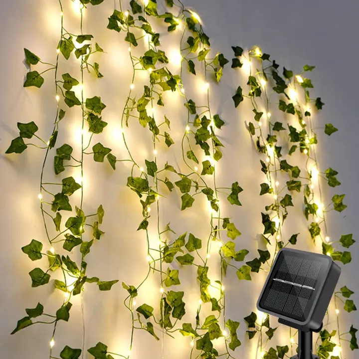 Guirnalda de Luces Led Solares Exterior, Cadena de Hiedra Artificial, 10M, 8 Modos, Cadena de Luces Impermeables, decoración - 1