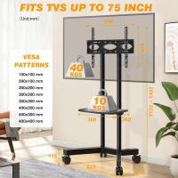 Ruedas para Televisión de 32-75 Pulgadas Altura Ajustable Móvil Soporte de Almacenamiento de TV con Bala hasta 40kg VESA 400x400mm - details 6