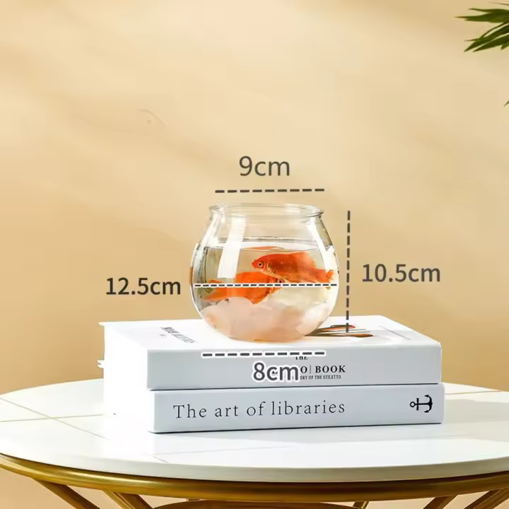 Decoración del hogar, pecera redonda transparente, pecera pequeña portátil, cuenco de acuario de escritorio creativo de plástico para el hogar - 1