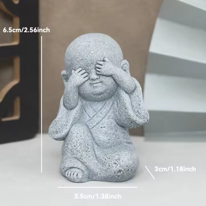 Pequeños monjes budistas, figuritas de budismo tibetano, estatua de piedra de Buda, adorno de coche de jardín, meditación, decoración del acuario del hogar - 1