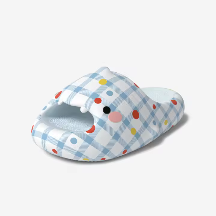 Lindo lindo tiburón azul zapatillas a cuadros ropa exterior de las mujeres hogar fondo grueso antideslizante pareja zapatillas frescas - 1