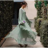 Vestidos elegantes lisos de encaje con múltiples unces, vestidos elegantes holgados con cuello de pico, batas de manga larga para mujer nueva, vestido de vacaciones para ir al trabajo de verano 2025 - details 28