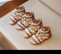 Zapatos informales bohemios para niñas, Sandalias planas con cremallera trasera, con borlas, transpirables, de verano - details 3