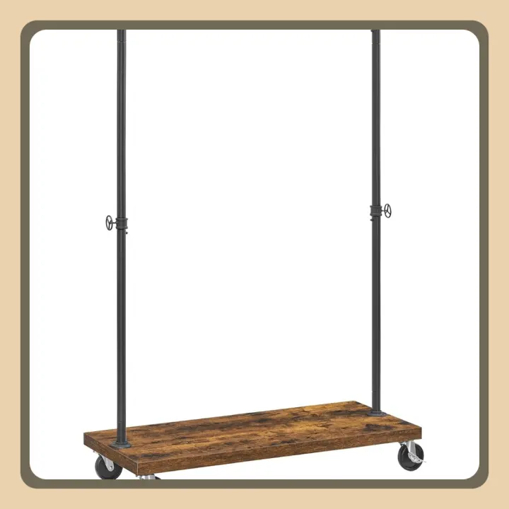 Burro Perchero de Alta Resistencia, 80 kg de Carga Total, Perchero Burro con Barra de Colgar de 98,5 cm, con Estante de Almacenamiento, Industrial, Marrón Rústico y Negro HSR65BX - 1