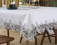 Battilo Ence mesa de comedor rectangular floral blanco bordado mantel impermeable, boda, fiesta, hogar - details 32