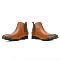 Botas Chelsea para hombre Comercio exterior cabeza pequeña cuadrada zapatos para hombre botines cortos de moda versátiles. - details 1