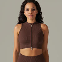 Hamidou-Sujetador deportivo con cremallera para mujer, Top de Yoga, chaleco de sudor, chaqueta de entrenamiento para correr, chaquetas sin mangas para correr, Tops cortos elásticos ajustados - details 46