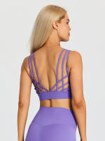 SHINBENE-Sujetador deportivo con tirantes para mujer, sostén deportivo con escote en V, espalda cruzada, acolchado, entrenamiento, Yoga - details 46
