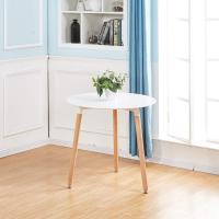 Mesa de Comedor, Estilo escandinavo Ronda Mesa y Patas de Madera de Haya, 80*72 cm, Color Blanco - details 13