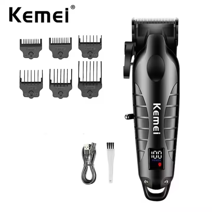 Kemei-maquinilla de cortar el pelo de barbero profesional, Máquina para cortar cabello inalámbrica, Kit de aseo con hoja cónica, recargable, para hombres - 1