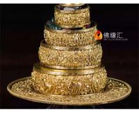 Ocho auspiciosos Manzha Nepal tallado en cobre púrpura hecho a mano, chapado en oro, placa de reparación, placa Manda tibetana Manchara - details 8
