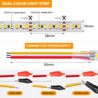 Tira de luces LED de 5M, 2835 Leds/m, no impermeable, cc 12V, CCT, Blanco cálido, Fita, cinta Flexible, luces de cuerda - details 2