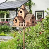 Casa de Pájaros para Jardín con Poste Casas de Alimentación para Pájaros Estilo Exterior para Patio de Corte Herramienta Decorativa para Jardín - details 2