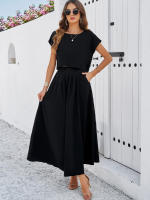 Conjunto de falda y top sin mangas de color sólido, elegante e informal para mujer, primavera verano - details 26