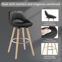 Juego de Taburetes de Cocina Alto 2 Piezas con Resalto y Reposapiés Altos para Bistro, Cafetería y Cocina Funda de Piel Sintética y Patas de Madera Blanco - details 30