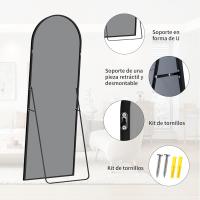 Espejo de Pie Curvado Grande Espejos de Pared con Marco de Oro Aluminio 161 x 52 cm - details 40