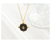 Collar con colgante negro de estilo vintage, cadena de clavícula para mujer, joyería dorada - details 5