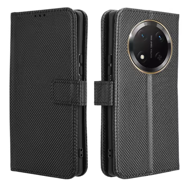 Phone Case for HONOR Magic7 Lite 5G PU Wallet Case Card Slots Magnetic Clasp Stand Full Protection Cover - 1