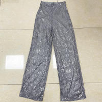 Moda femenina New -End Color sólido Pierna ancha con lentejuelas drapeadas Pantalones casuales para mujer - details 53