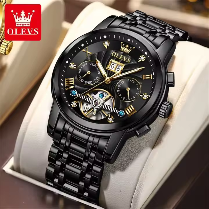 Reloj Mecánico Automático OLEVS 9910 Diseño de Esqueleto para Hombres Acero Inoxidable Impermeable - 1