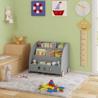 4 Ruedas y 3 Estantes Pequeños Librero Infantil para Habitación Organizador Multiusos Estante Mini Libreria Gris Maram - details 1