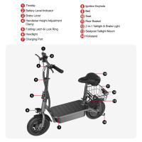 iScooter F2 Patinete Eléctrico Plegable para Adultos con Asiento 30KM/H 500W Tablas de Skate - details 14