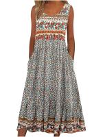 NOVEDAD DE VERANO 2025, vestido veraniego MIDI informal bohemio sin mangas para mujer con bolsillos y suelto - details 8