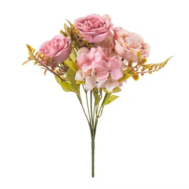 Ramo de hortensias de peonía de seda realista, 31CM, 7 cabezas, bricolaje, flores artificiales para novia, decoración del hogar - 1