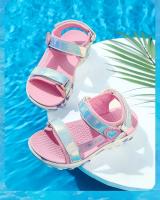 Nuevo modelo 2025 Sandalias LED de princesa para niña, calzado deportivo de playa para niño pequeño, rosa y azul, zapatos brillantes suaves antideslizantes para exteriores - details 2