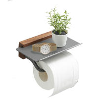 Portarrollos de papel higiénico de madera para baño, montado en la pared, para teléfono y toallas - details 8