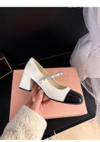 Nuevo francés Xiaoxiangfeng tacón grueso Mary Jane temperamento versátil color coincidencia de zapatos individuales de tacón alto - details 24