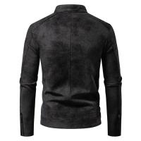 Al aire libre hombres moda cuello alto Tops Otoño Invierno transpirable abrigos a prueba de viento nueva chaqueta de cuero versátil informal Retro sólido - details 5