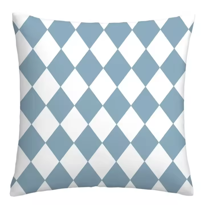 Funda de almohada con diamantes geométricos azules y blancos, funda de almohada para oficina, sala de estar, hogar, adornos para coche - 1
