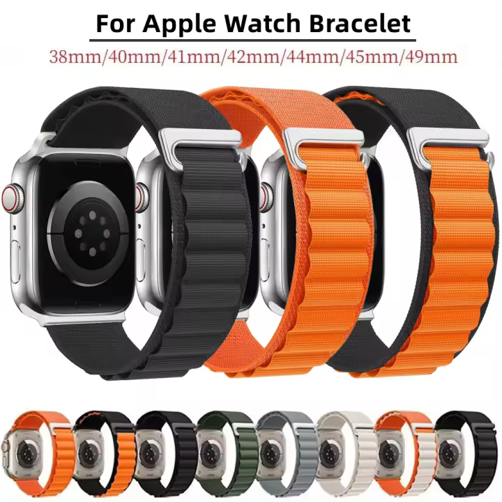 Bucle correa de reloj 49mm 44mm 40mm 45mm 41mm 42mm 38mm 49mm nylon bralet iwatch serie Ultra 8 7 Si 6 5 3 - 1
