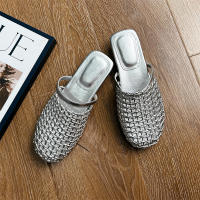 Bolsa tejida cabeza zapatillas verano nuevo hueco salir desgaste sandalias de las mujeres casual moda versátil media arrastre - details 2