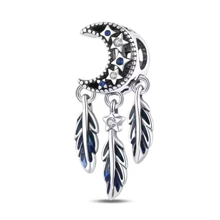 La pulsera S de plata original, equipada con atrapasueños y cuentas de bricolaje, es la elección ideal para mujeres delicadas. - 1